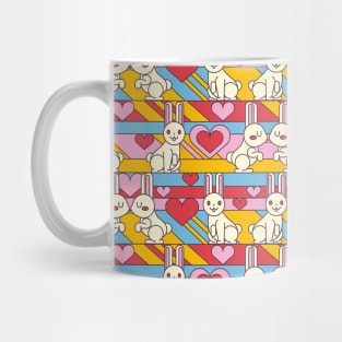 Pattern White Bunnies W Hearts Mug